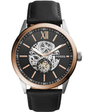 Buy Shop Fossil Flynn Mechanical Black Dial Black Leather Strap Watch for Men - BQ2216 USA Online