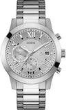 Guess Atlas Chronograph Silver Dial Silver Steel Strap Watch For Men - W0668G7