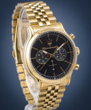 Buy Shop Maserati Epoca Chronograph Black Dial Gold Steel Strap Watch For Men - R8873618023 USA Online