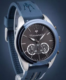 Buy Shop Maserati Traguardo Chronograph Blue Dial Black Silicone Strap Watch For Men - R8871612046 USA Online