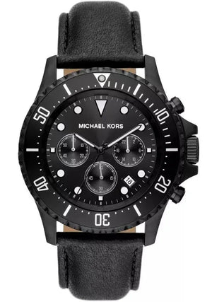 Buy Shop Michael Kors Everest Chronograph Black Dial Black Leather Strap Watch For Men - MK9053 USA Online
