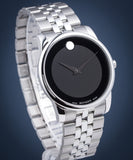 Buy Shop Movado Museum Classic Black Dial Silver Steel Strap Watch For Men - 606504 USA Online