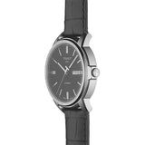 Buy Shop Tissot Automatics III Day Date Black Dial Black Leather Strap Watch For Men - T065.430.16.051.00 USA Online