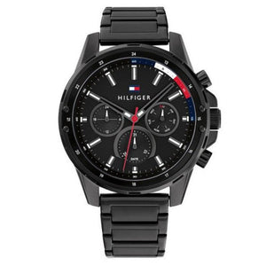 Buy Shop Tommy Hilfiger Mason Chronograph Black Dial Black Steel Strap Watch For Men - 1791935 USA Online