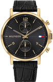 Tommy Hilfiger Daniel Black Dial Black Leather Strap Watch for Men - 1710417