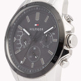 Buy Shop Tommy Hilfiger Iconic Quartz Black Dial Silver Steel Strap Watch for Men - 1791564 USA Online