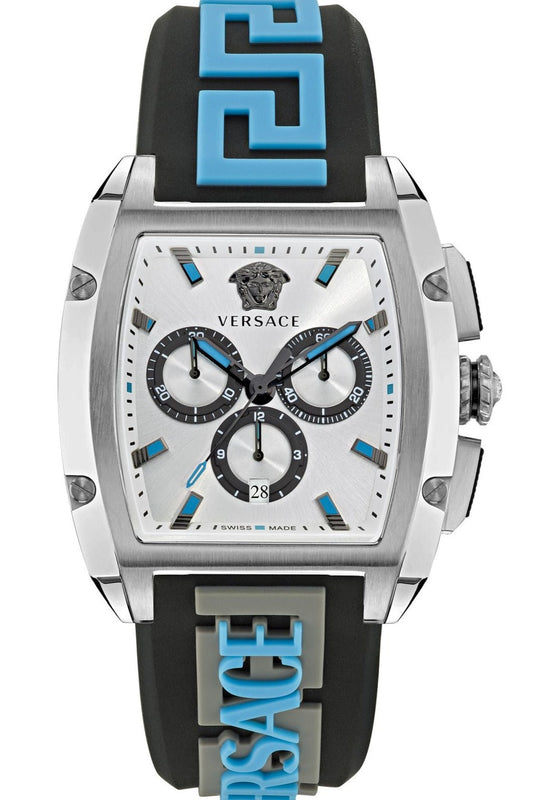 Buy Shop Versace Dominus Chronograph Silver Dial Black Rubber Strap Watch For Men - VE6H00123 USA Online
