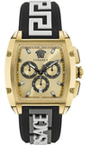 Versace Dominus Chronograph Gold Dial Black Silicone Strap Watch For Men - VE6H00223