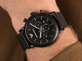 Buy Shop Emporio Armani Sport Chronograph Black Dial Black Mesh Bracelet Watch For Men - AR1968 USA Online