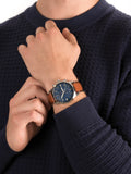 Buy Shop Fossil Townsman Chronograph Blue Dial Brown Leather Strap Watch for Men - FS5279 USA Online