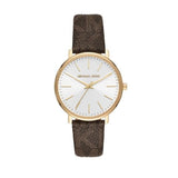 Buy Shop Michael Kors Pyper Quartz Silver Dial Brown Leather Strap Watch For Women - MK2857 USA Online