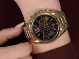 Buy Shop Michael Kors Bradshaw Black Dial Gold Steel Strap Watch for Women - MK5739 USA Online