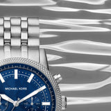 Buy Shop Michael Kors Hutton Chronograph Blue Dial Blue Steel Strap Watch For Men - MK8952 USA Online