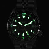 Seiko 5 Sports SKX GMT Automatic Green Dial Silver Steel Strap Watch For Men - SSK035K1