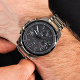 Buy Shop Tommy Hilfiger Iconic Quartz Black Dial Silver Steel Strap Watch for Men - 1791564 USA Online