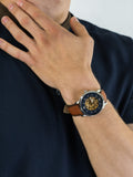 Buy Shop Fossil Neutra Automatic Luggage Skeleton Blue Dial Brown Leather Strap Watch for Men - ME3160 USA Online
