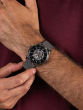 Buy Shop Fossil Neutra Automatic Skeleton Black Dial Grey Mesh Strap Watch for Men - ME3185 USA Online