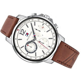 Buy Shop Tommy Hilfiger Landon Chronograph White Dial Brown Leather Strap Watch for Men - 1791531 USA Online