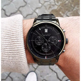Buy Shop Tommy Hilfiger Quartz Black Dial Black Steel Strap Watch for Men - 1791634 USA Online