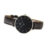 Buy Shop Daniel Wellington Classic Petite York Black Dial Brown Leather Strap Watch For Women - DW00100182 USA Online