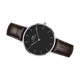 Buy Shop Daniel Wellington Classic Petite York Black Dial Brown Leather Strap Watch For Women - DW00100182 USA Online