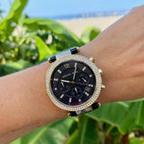 Buy Shop Michael Kors Parker Chronograph Black Dial Black Leather Strap Watch For Women - MK6984 USA Online