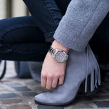 Buy Shop Fossil Perfect Boyfriend Mother of Pearl Blue Dial Silver Steel Strap Watch for Women - ES3880 USA Online