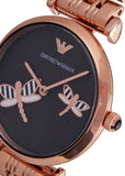 Buy Shop Emporio Armani Gianni T Bar Black Dial Rose Gold Steel Strap Watch For Women - AR11206 USA Online
