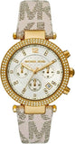 Michael Kors Parker Chronograph White Dial White Leather Strap Watch For Women - MK6916