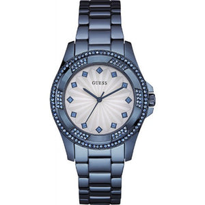 Buy Shop Guess Pinwheel Analog Silver Dial Blue Steel Strap Watch for Women - W0702L1 USA Online