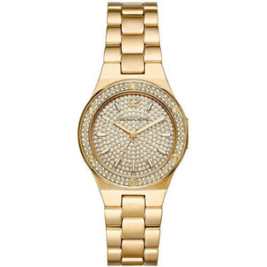 Buy Shop Michael Kors Lennox Three Hand Gold Dial Gold Steel Strap Watch For Women - MK7289 USA Online