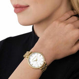 Buy Shop Michael Kors Pyper Three Hand White Dial Gold Steel Strap Watch For Women - MK4666 USA Online