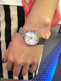 Buy Shop Emporio Armani Classic Quartz Mother of Pearl Dial Silver Steel Strap Watch For Women - AR1602 USA Online