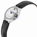 Buy Shop Cartier Ballon Bleu de Cartier Diamonds Silver Dial Black Leather Strap Watch for Women - W4BB0008 USA Online