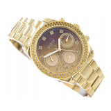 Guess Sol Chronograph Gold Dial Gold Steel Strap Watch For Women - GW0483L2